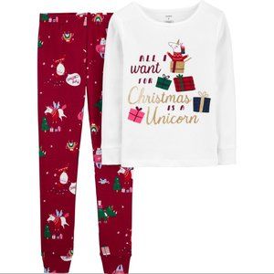 Carter's All I Want for Christmas/unicorn Pajamas